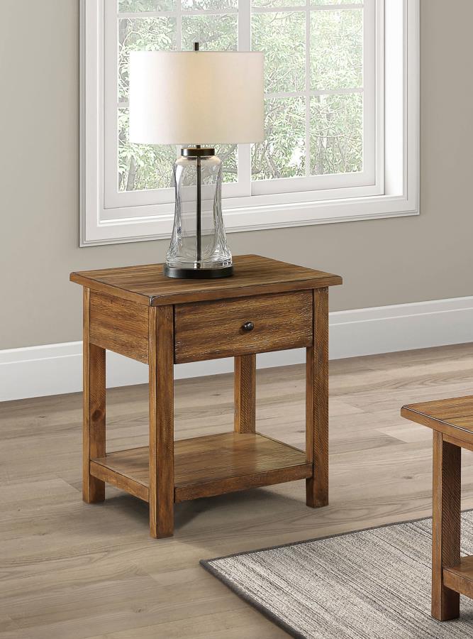 Payne 1-drawer Wood End Table with Shelf Distressed Brown-2