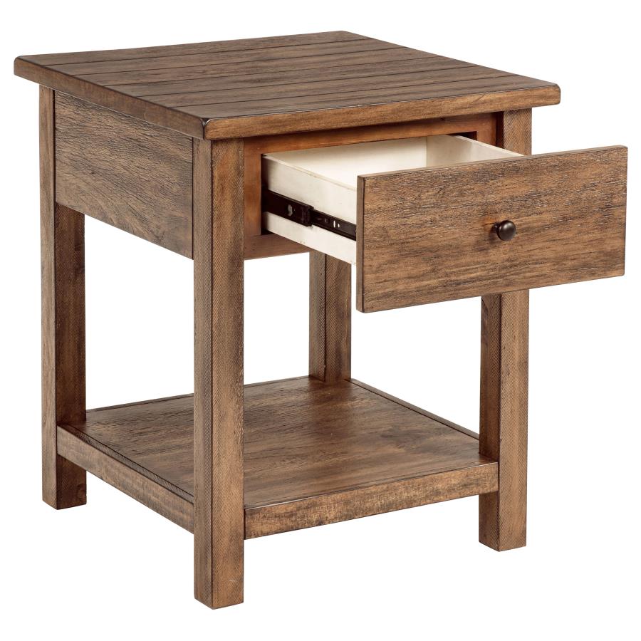 Payne 1-drawer Wood End Table with Shelf Distressed Brown-3