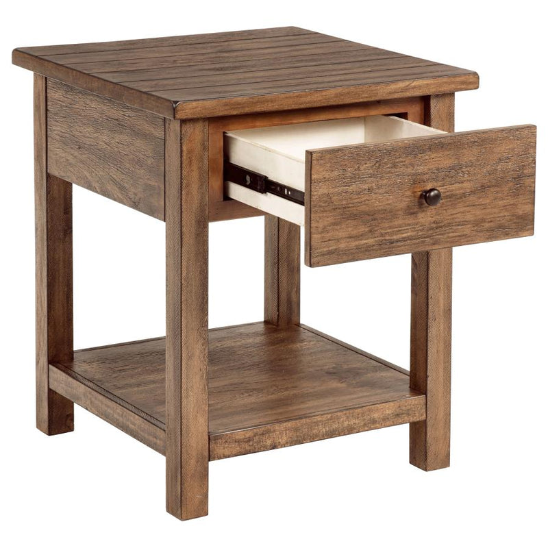 Payne 1-drawer Wood End Table with Shelf Distressed Brown-zoom-