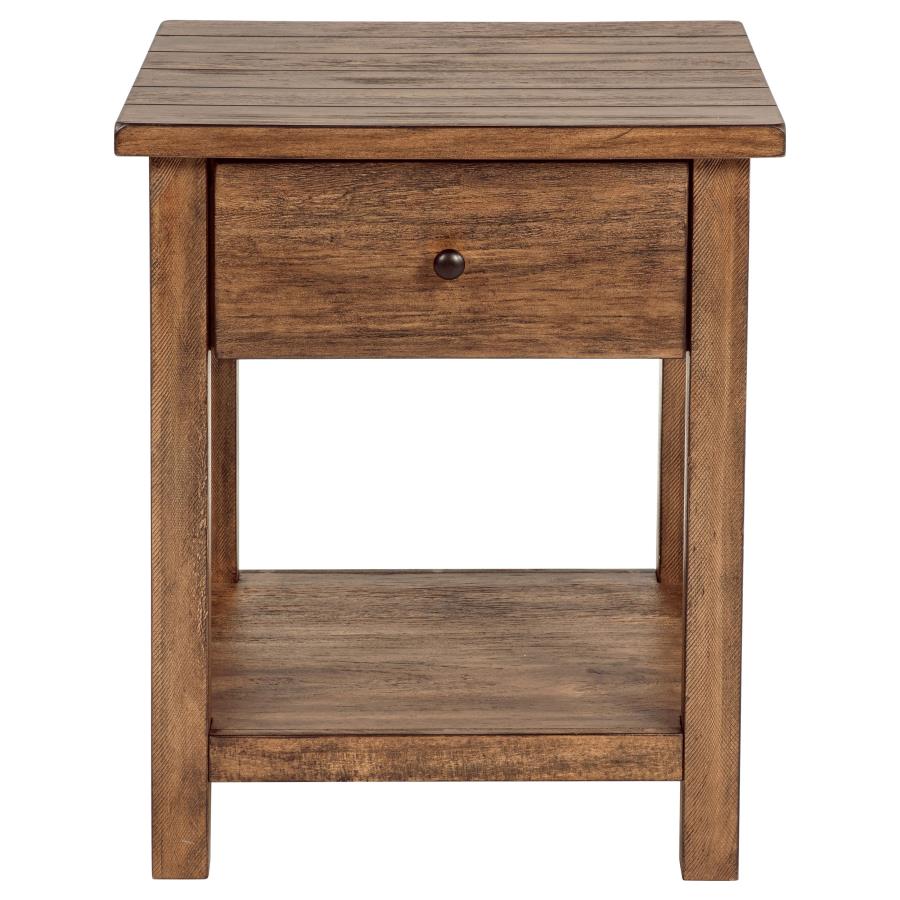 Payne 1-drawer Wood End Table with Shelf Distressed Brown-zoom-4