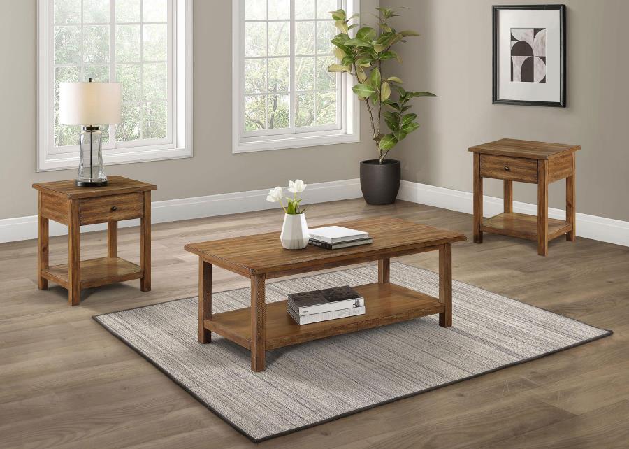 Payne 3-piece Coffee and 1-drawer End Table Set Brown-zoom-1