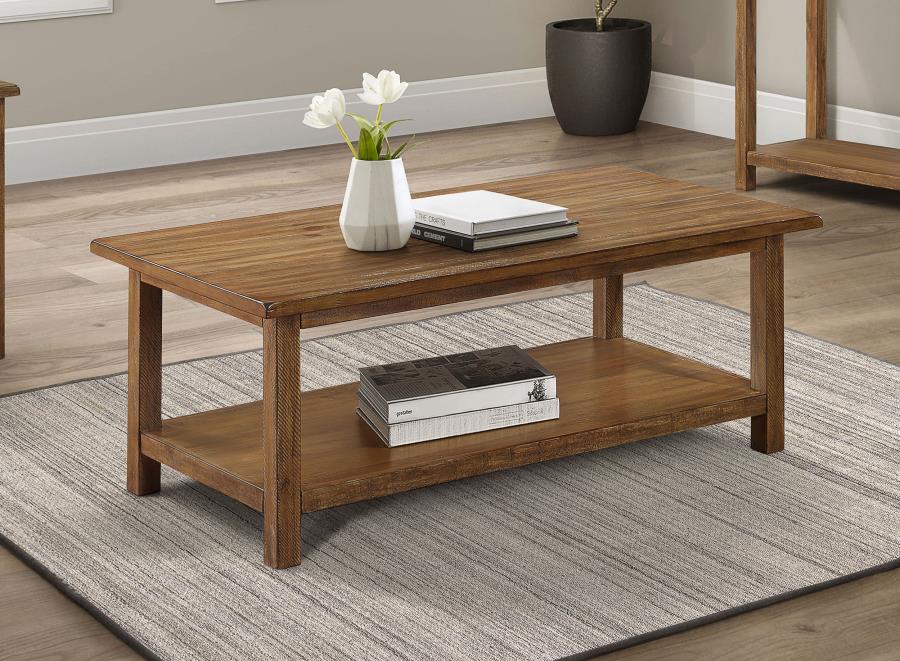 Payne Wood Coffee Table with Shelf Distressed Brown-zoom-2