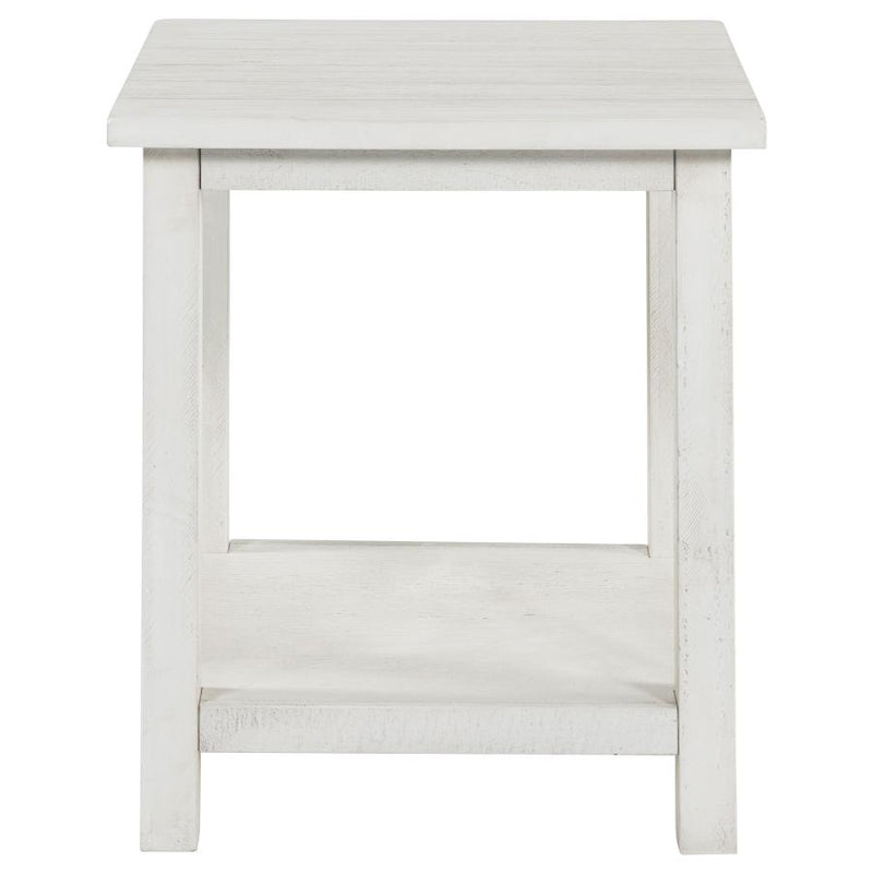 Payne Wood End Table with Shelf Distressed White-zoom-