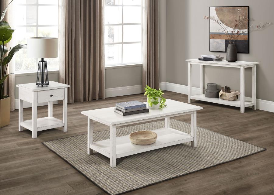 Payne 1-drawer Wood End Table with Shelf Distressed White-zoom-9