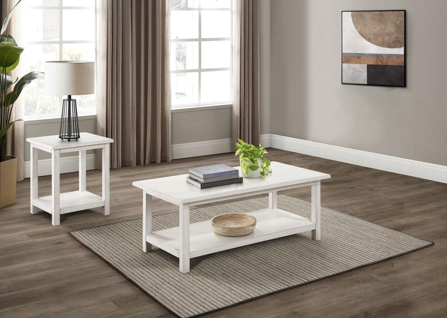 Payne 2-piece Coffee and End Table Set Distressed White-zoom-1