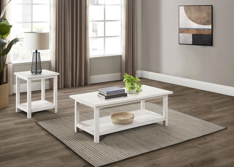 Payne 2-piece Coffee and End Table Set Distressed White-zoom-