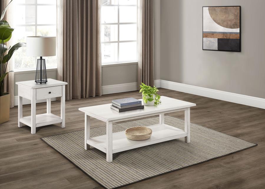 Payne 2-piece Coffee and 1-drawer End Table Set White-1