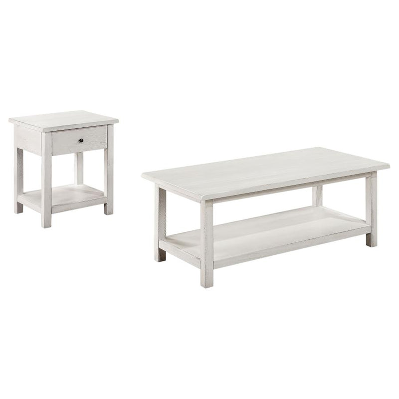 Payne 2-piece Coffee and 1-drawer End Table Set White-zoom-