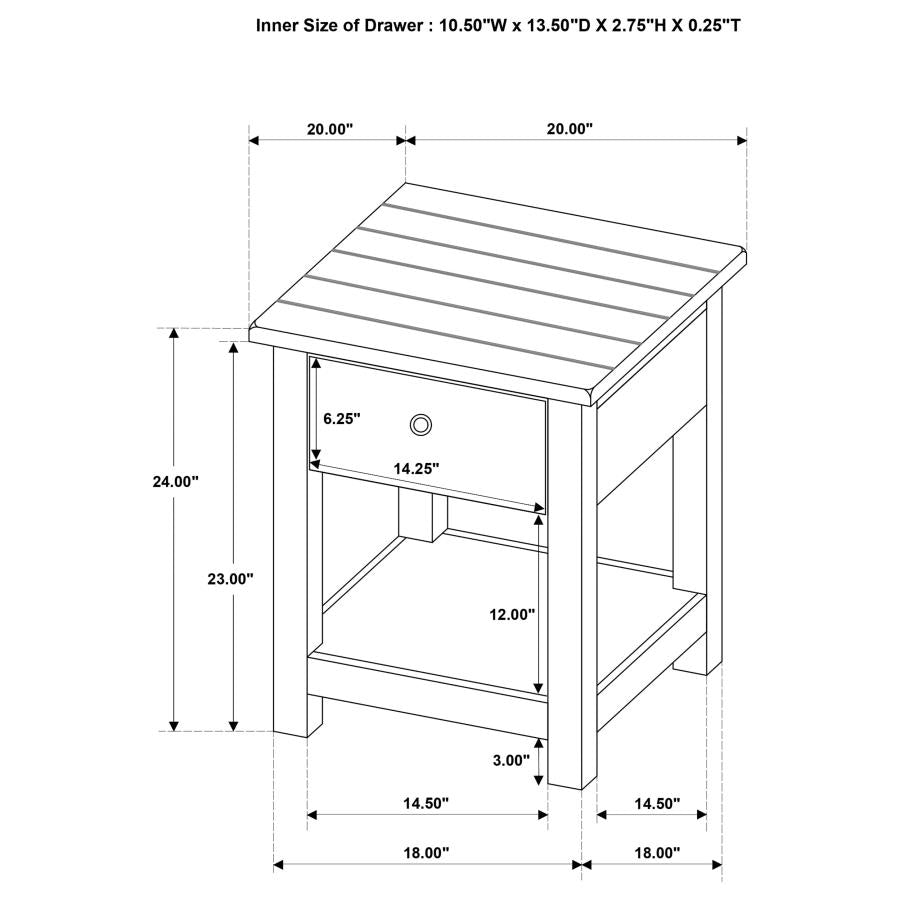 Payne 2-piece Coffee and 1-drawer End Table Set White-12