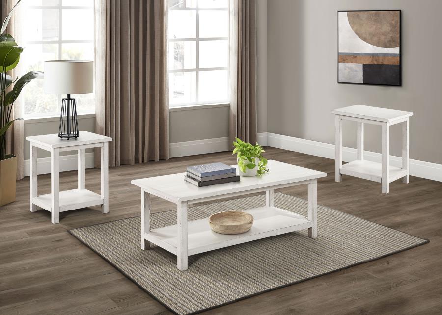Payne 3-piece Coffee and End Table Set Distressed White-zoom-1