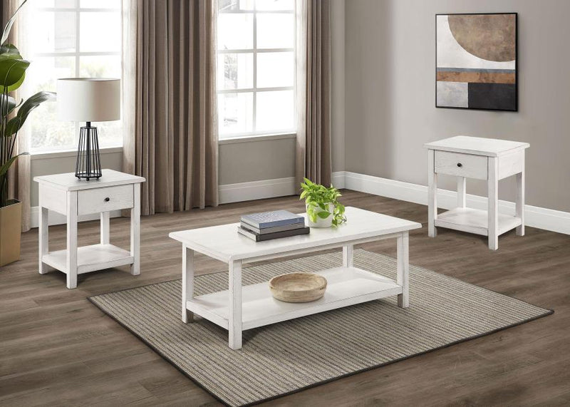 Payne 3-piece Coffee and 1-drawer End Table Set White-zoom-