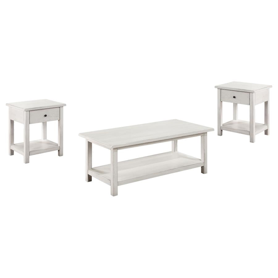 Payne 3-piece Coffee and 1-drawer End Table Set White-zoom-2