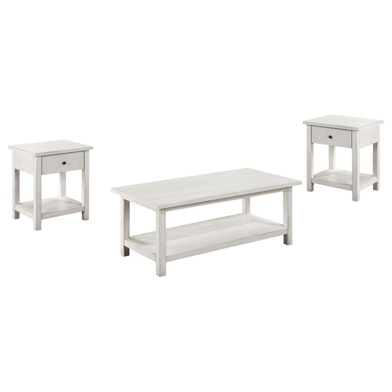 Payne 3-piece Coffee and 1-drawer End Table Set White-zoom-