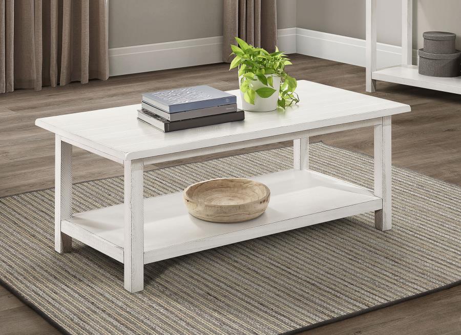 Payne Wood Coffee Table with Shelf Distressed White-zoom-2