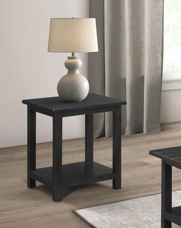 Payne Wood End Table with Shelf Distressed Java-zoom-
