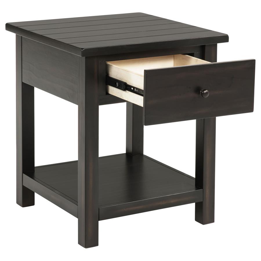 Payne 1-drawer Wood End Table with Shelf Distressed Java-zoom-3