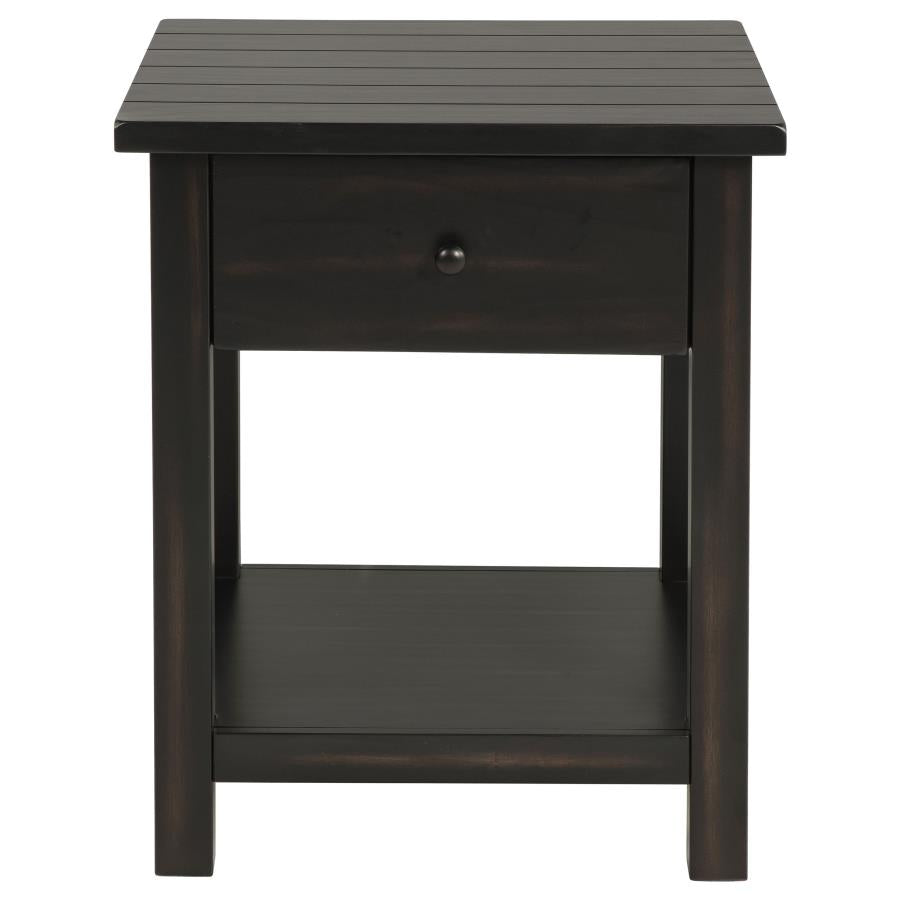 Payne 1-drawer Wood End Table with Shelf Distressed Java-zoom-4