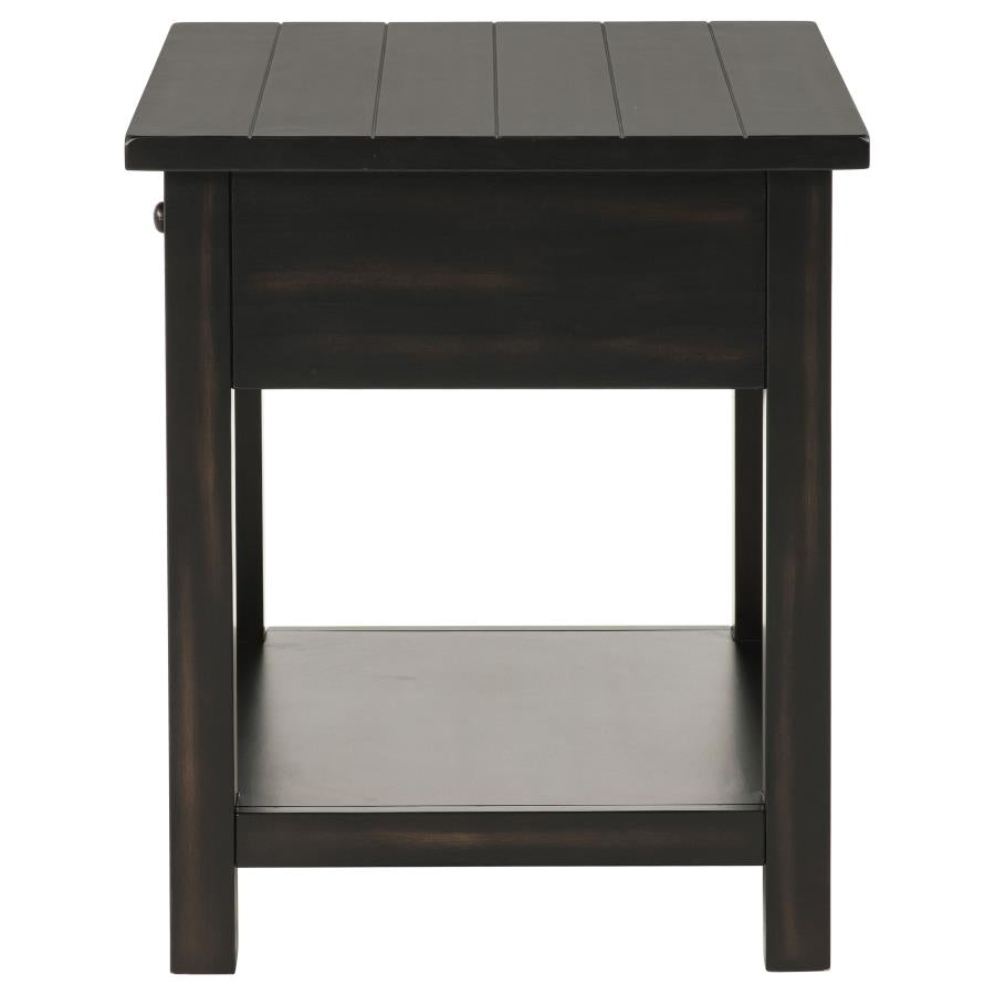 Payne 1-drawer Wood End Table with Shelf Distressed Java-6