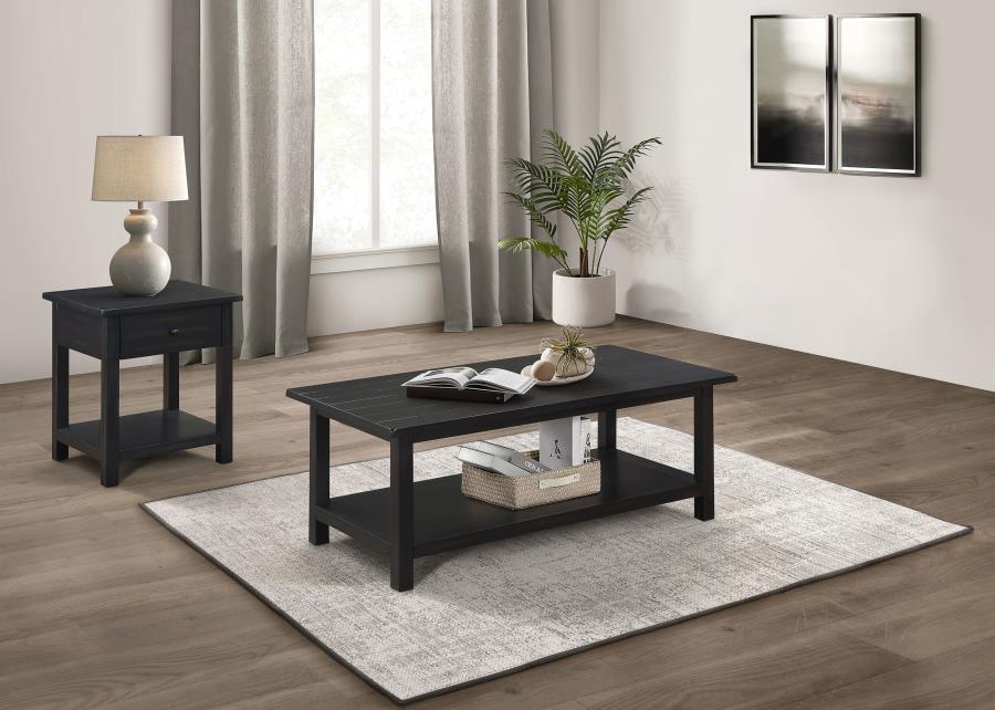Payne 2-piece Coffee and 1-drawer End Table Set Java-zoom-1