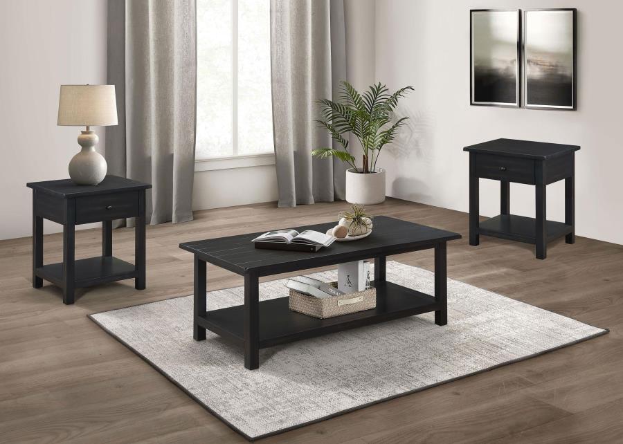 Payne 3-piece Coffee and 1-drawer End Table Set Java-1