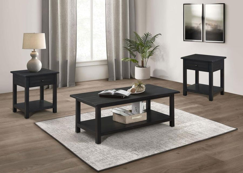 Payne 3-piece Coffee and 1-drawer End Table Set Java-zoom-