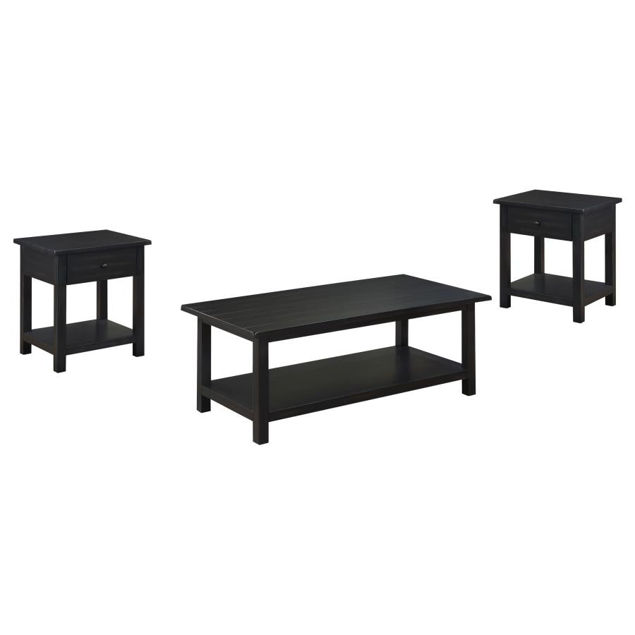 Payne 3-piece Coffee and 1-drawer End Table Set Java-zoom-2
