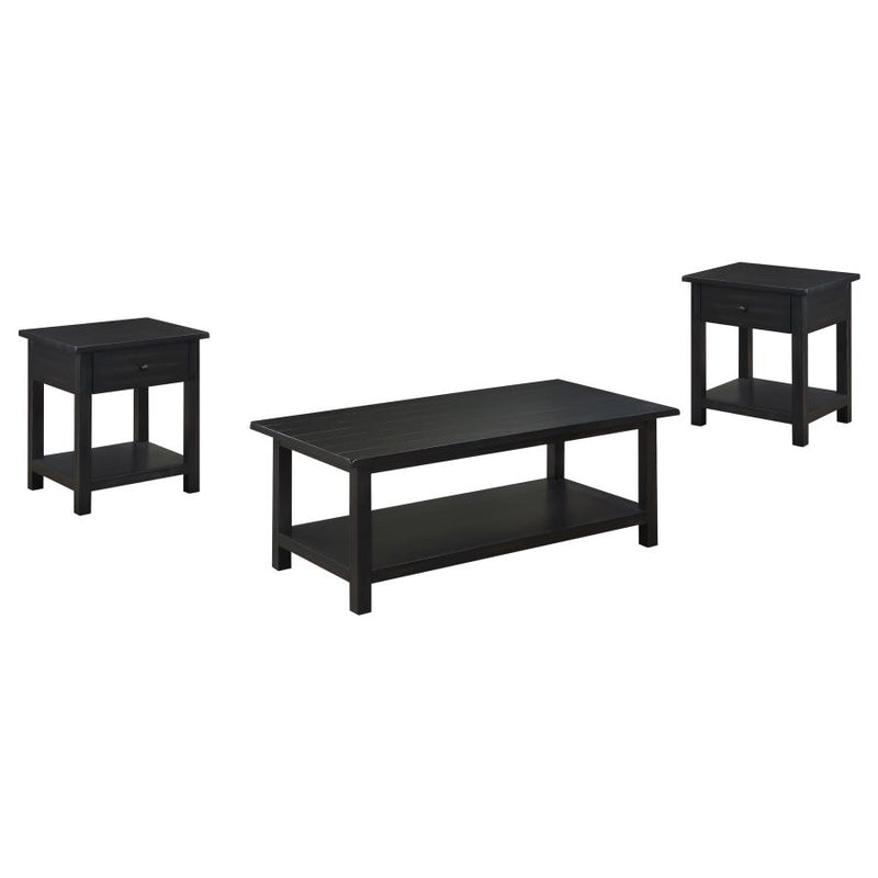 Payne 3-piece Coffee and 1-drawer End Table Set Java-zoom-