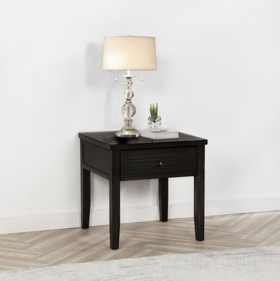 Concord 1-drawer Square End Table Distressed Java-2