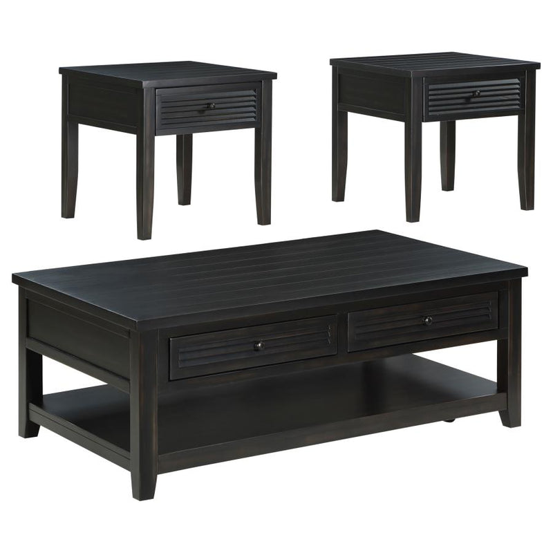 Concord 3-piece Coffee and End Table Set Distressed Java-zoom-