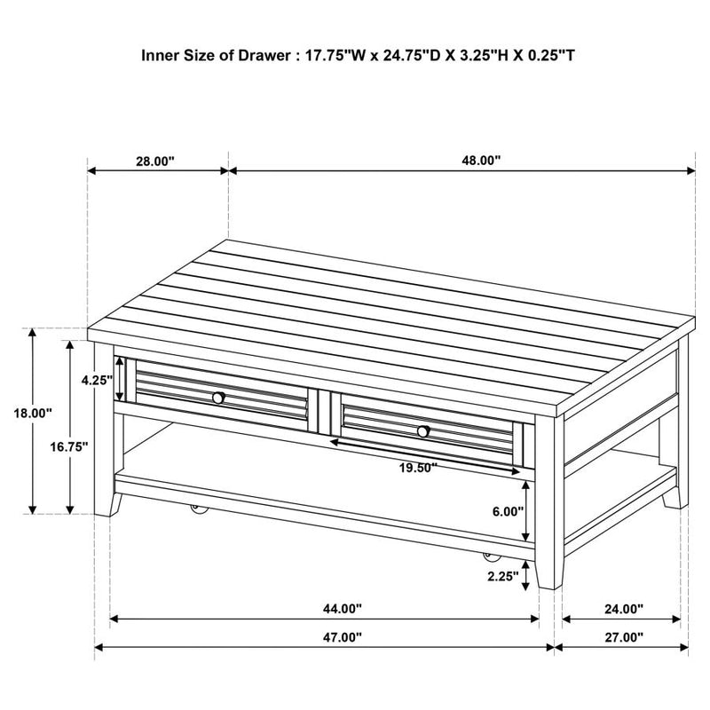 Concord 2-drawer Rectangular Coffee Table Distressed Java-zoom-