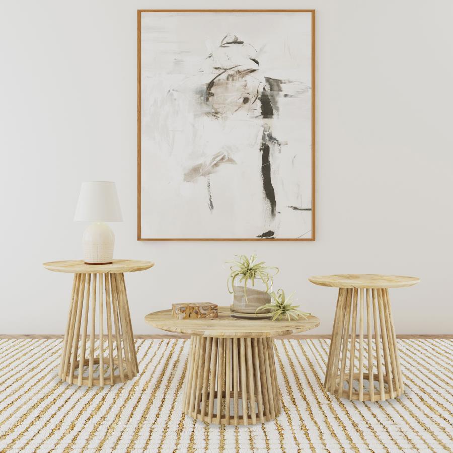 Touhy 3-piece Round Coffee and End Table Set Natural Mango-zoom-1