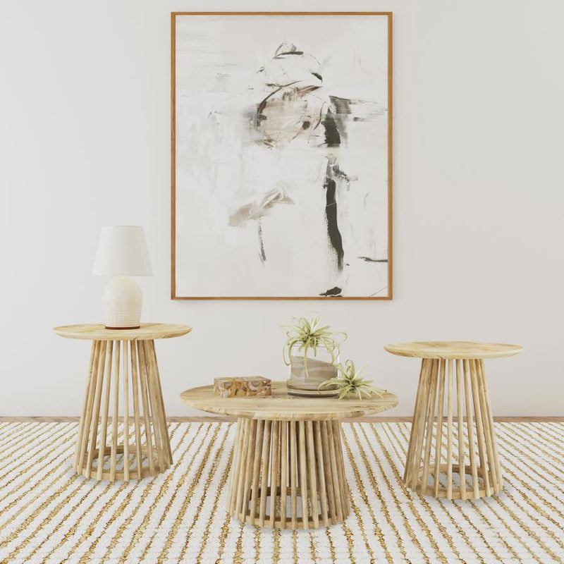 Touhy 3-piece Round Coffee and End Table Set Natural Mango-zoom-