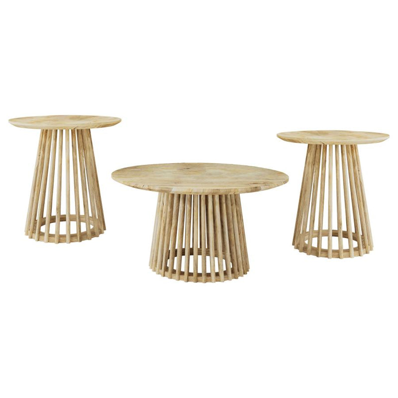 Touhy 3-piece Round Coffee and End Table Set Natural Mango-zoom-