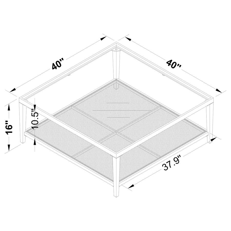 Amherst Glass Top Metal with Cane Shelf Coffee Table Black-zoom-6