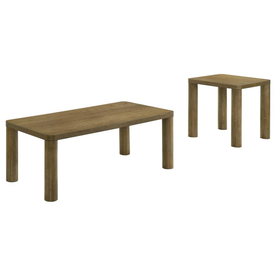 Castlewood 2-piece Cocktail Coffee Table Set Brown Oak-2