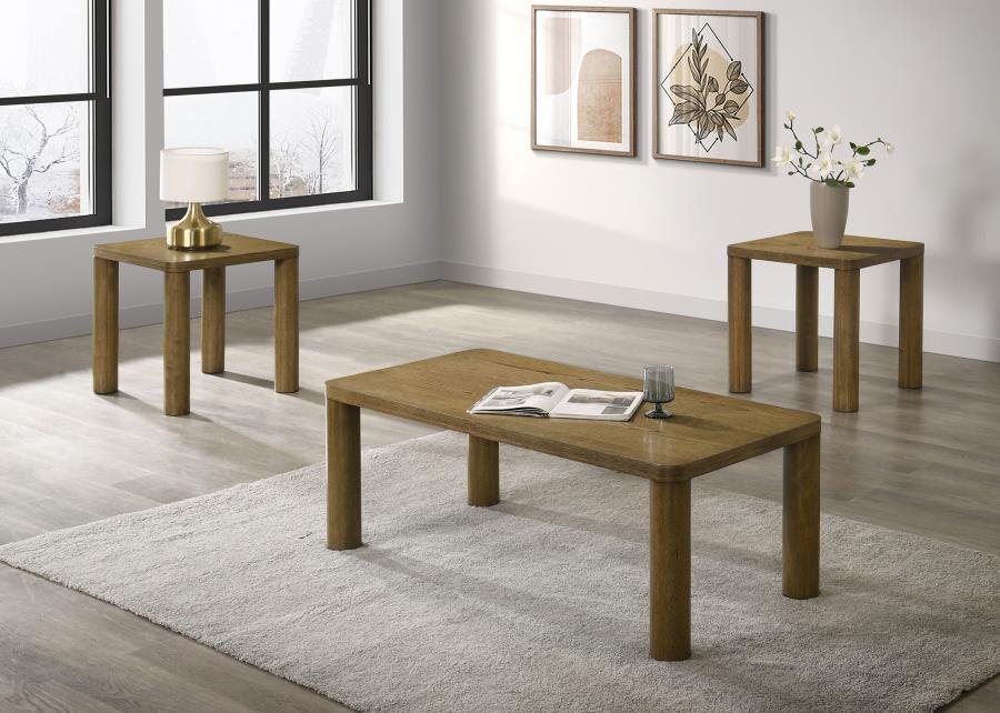 Castlewood 3-piece Cocktail Coffee Table Set Brown Oak-zoom-1