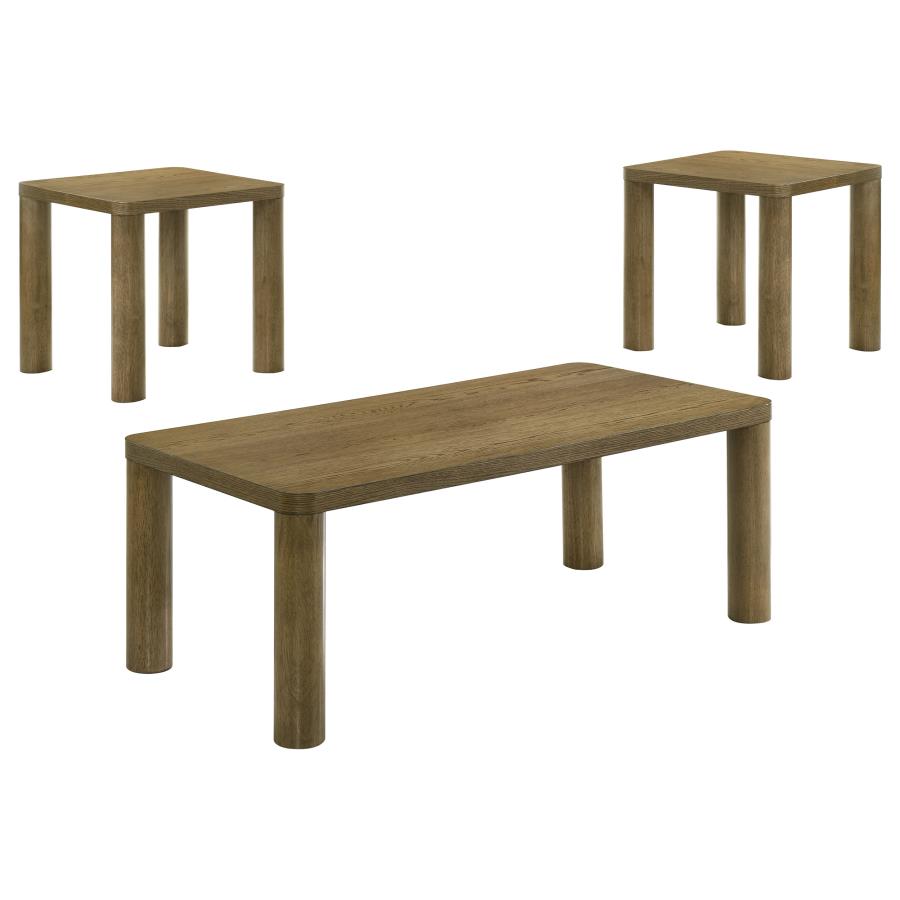 Castlewood 3-piece Cocktail Coffee Table Set Brown Oak-zoom-2
