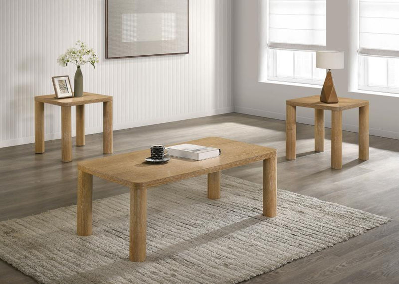 Castlewood 3-piece Cocktail Coffee Table Set Light Oak-zoom-