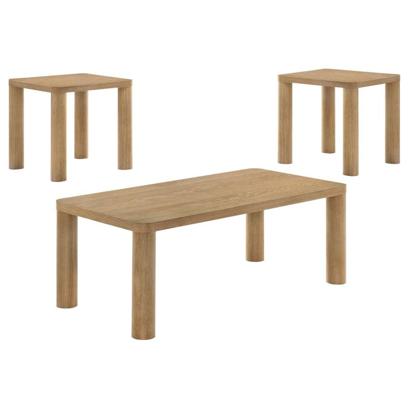 Castlewood 3-piece Cocktail Coffee Table Set Light Oak-zoom-