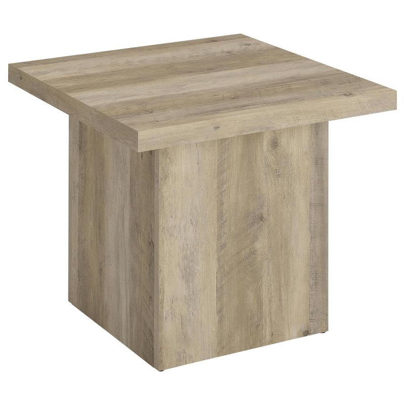 Devar Square Engineered Wood End Table Distressed Pine-zoom-