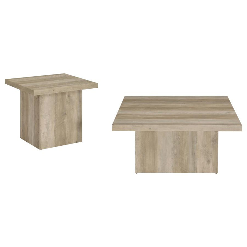 Devar 2-piece Square Coffee End Table Set Distressed Pine-zoom-