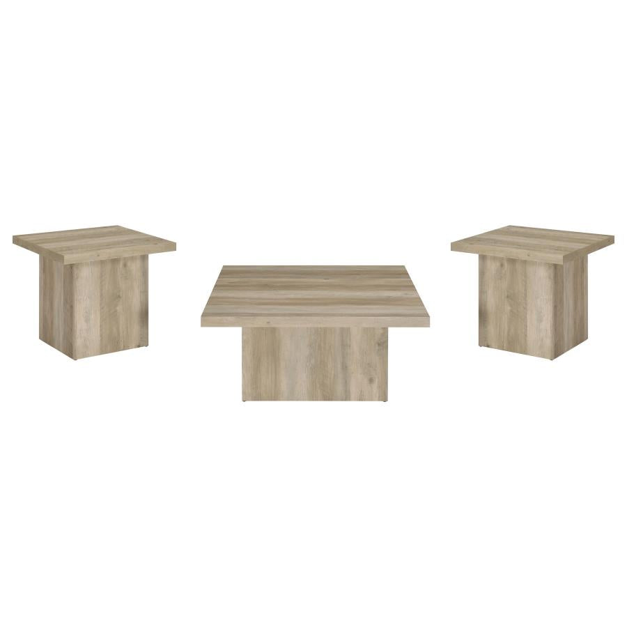 Devar 3-piece Square Coffee End Table Set Distressed Pine-2
