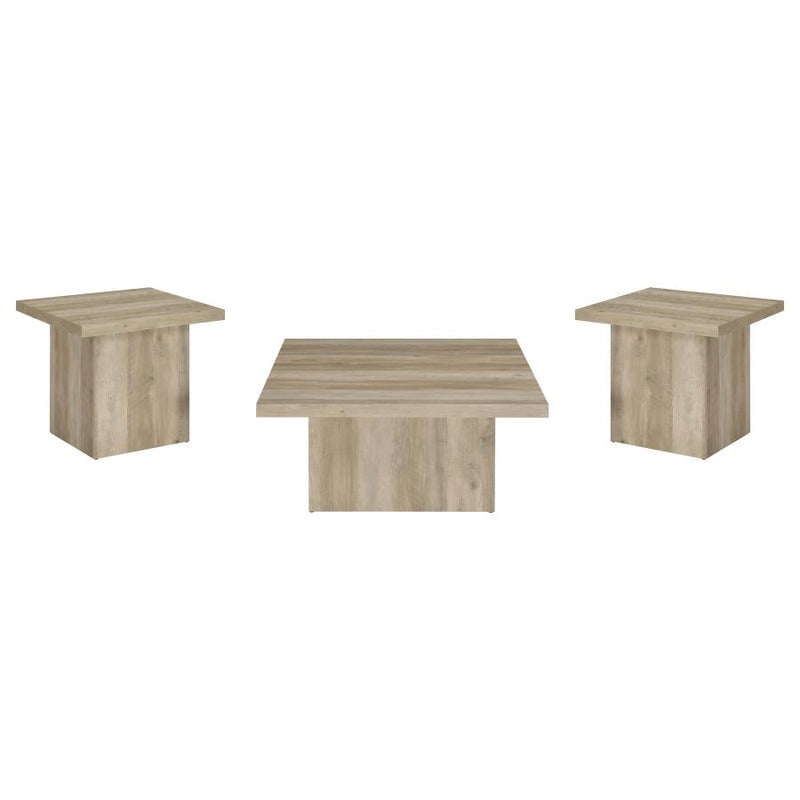 Devar 3-piece Square Coffee End Table Set Distressed Pine-zoom-