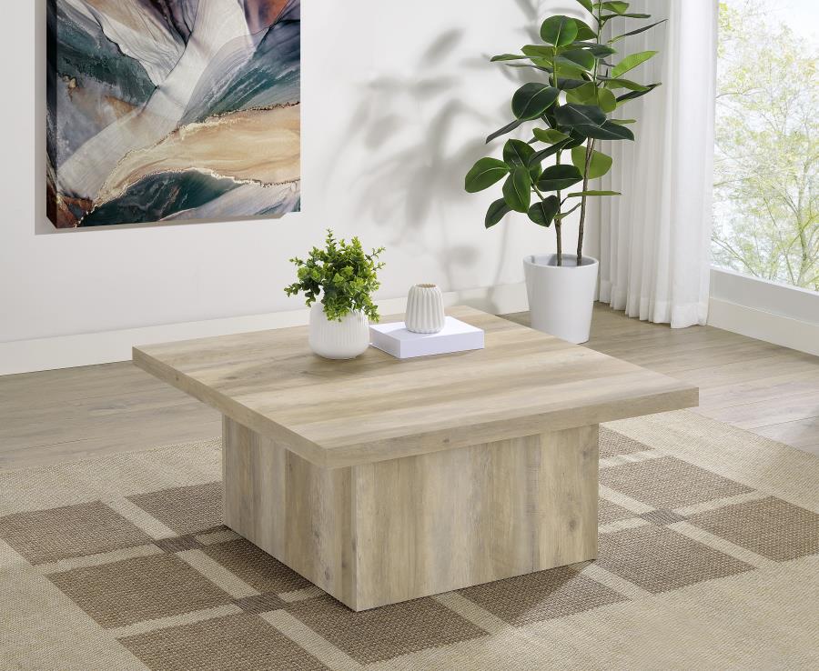 Devar Square Engineered Wood Coffee Table Distressed Pine-zoom-2