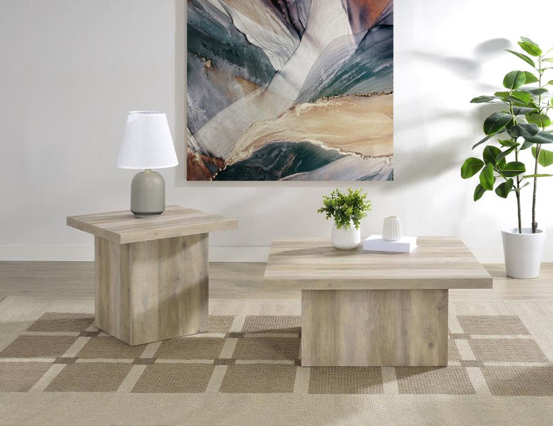 Devar Square Engineered Wood Coffee Table Distressed Pine-zoom-
