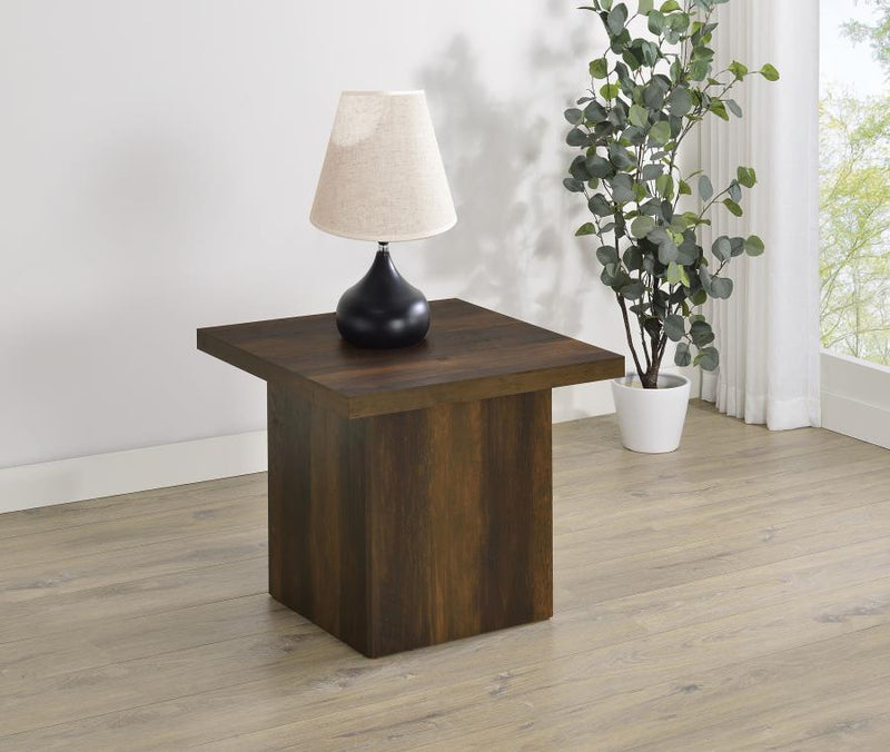 Devar Square Engineered Wood Side End Table Dark Pine-zoom-