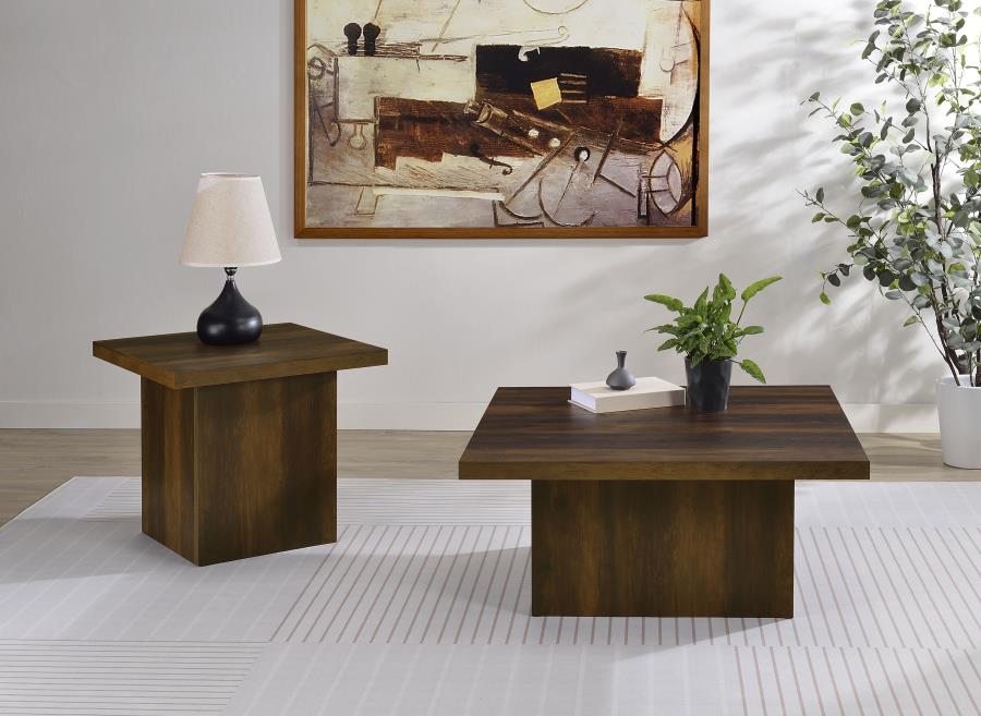 Devar Square Engineered Wood Side End Table Dark Pine-9