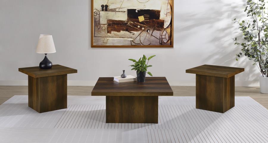 Devar 3-piece Square Coffee and End Table Set Dark Pine-zoom-1