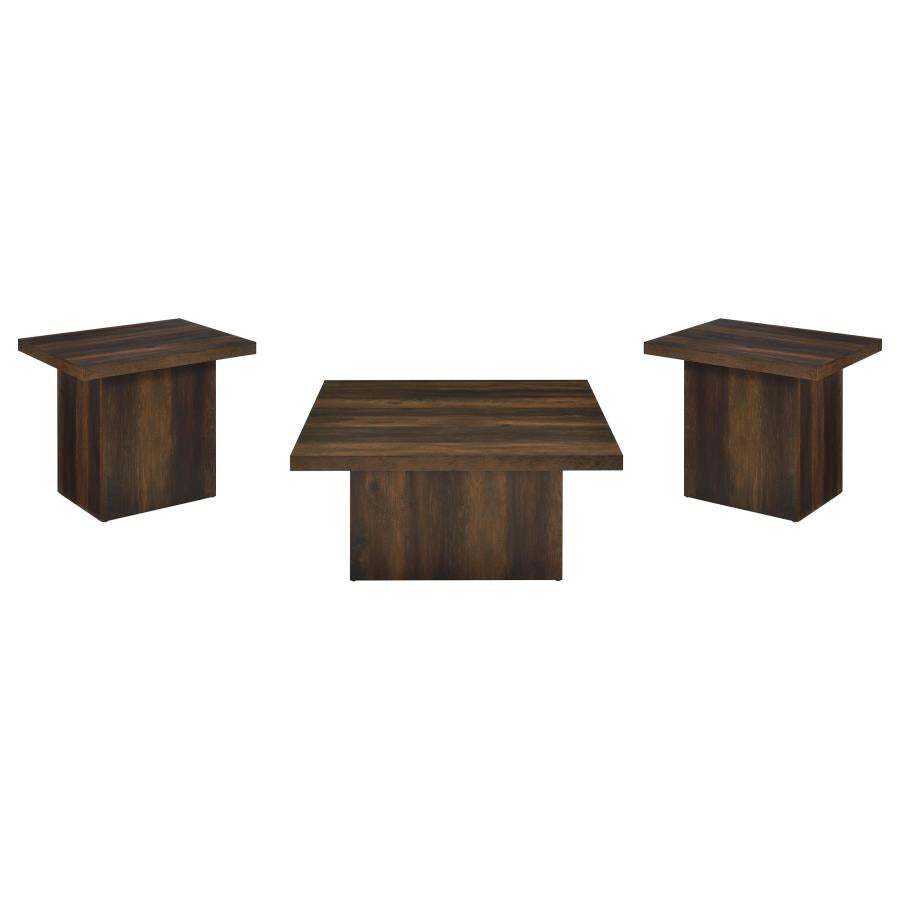Devar 3-piece Square Coffee and End Table Set Dark Pine-2