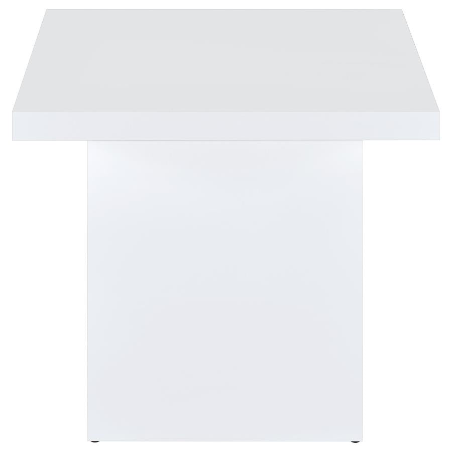 Devar Square Engineered Wood Side End Table White High Gloss-3